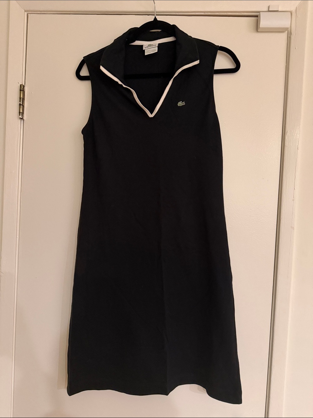 Lacoste Black Sleeveless Polo Dress with White Trim (size 44) - Picture 3 of 3